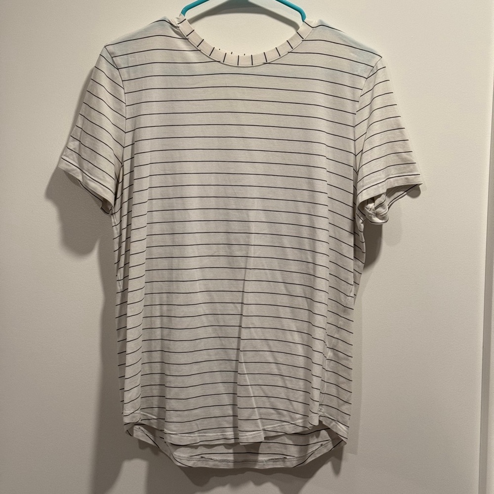 Lululemon love crew white with thin black stripes tee shirt